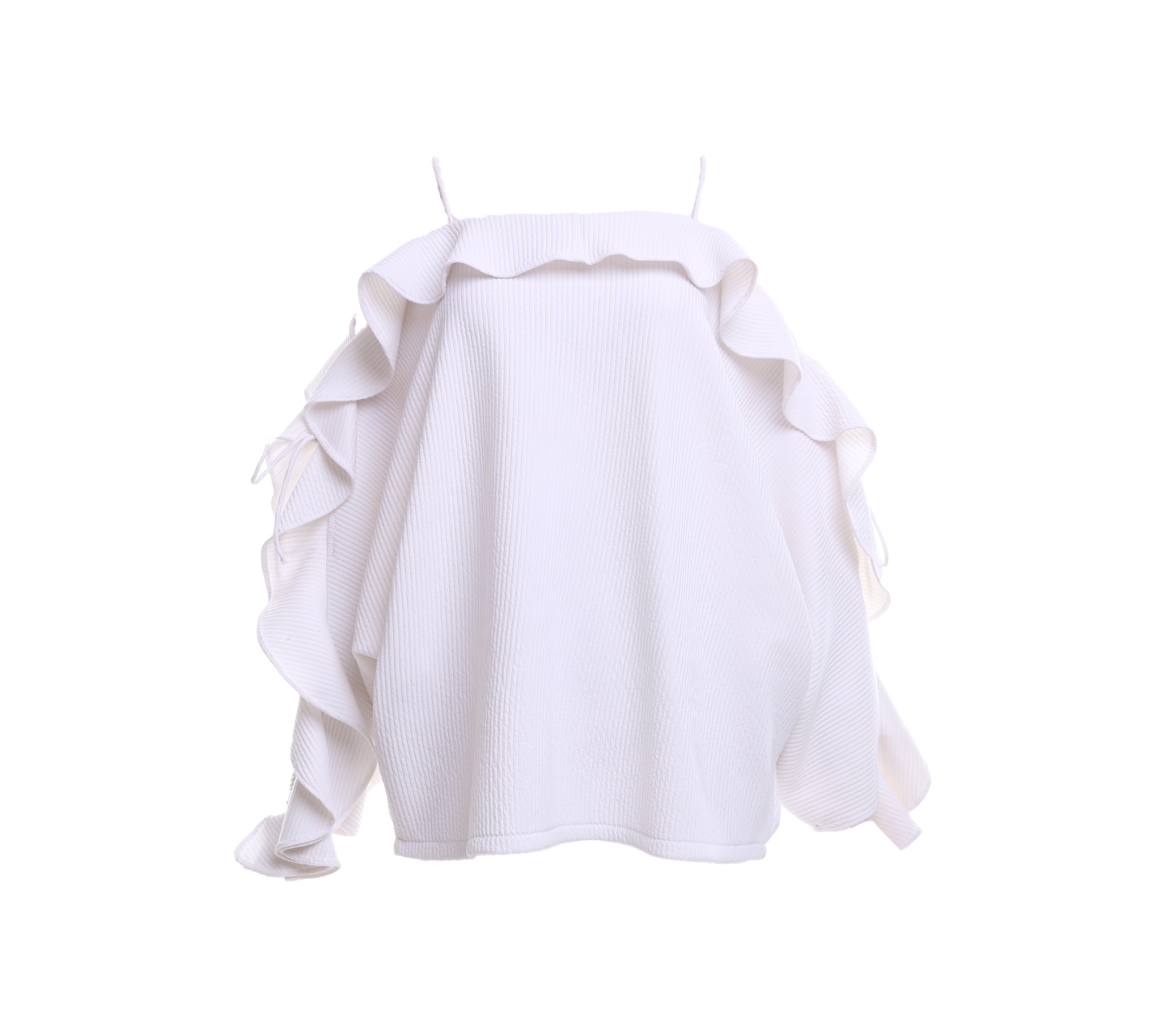 Apparelluxe White Cold Shoulder Strap With Bad Wing Blouse