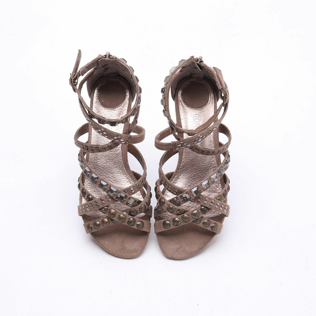 Promod Taupe Suede Beaded Sandals