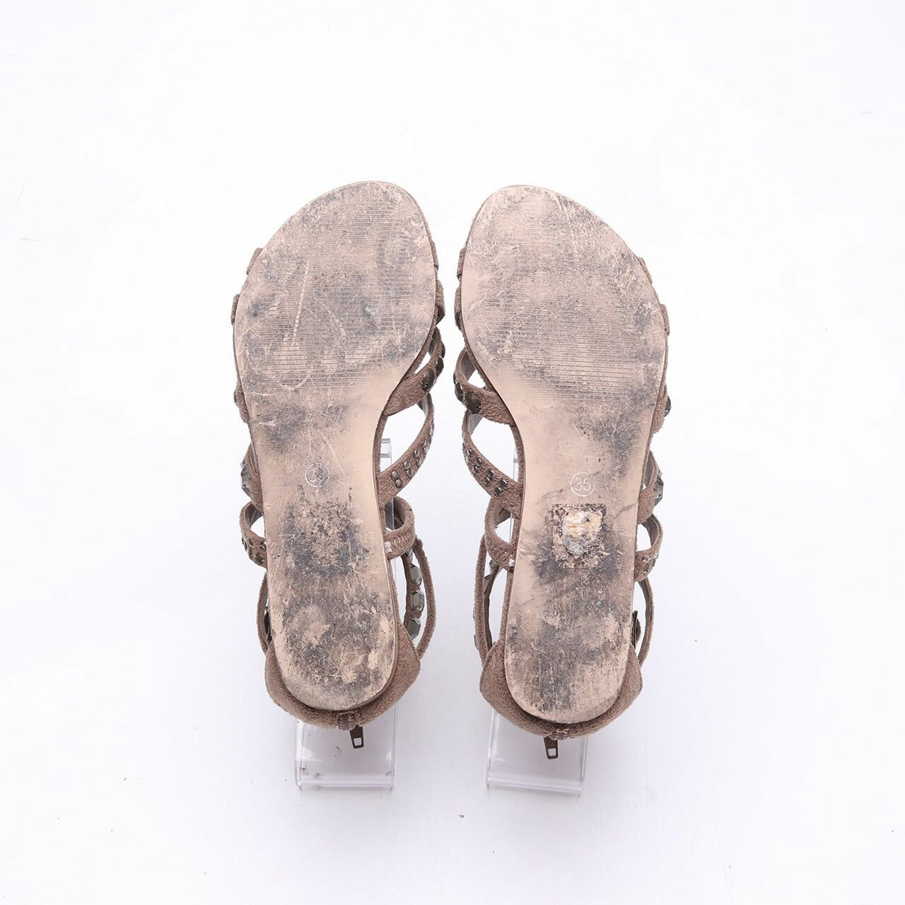 Promod Taupe Suede Beaded Sandals