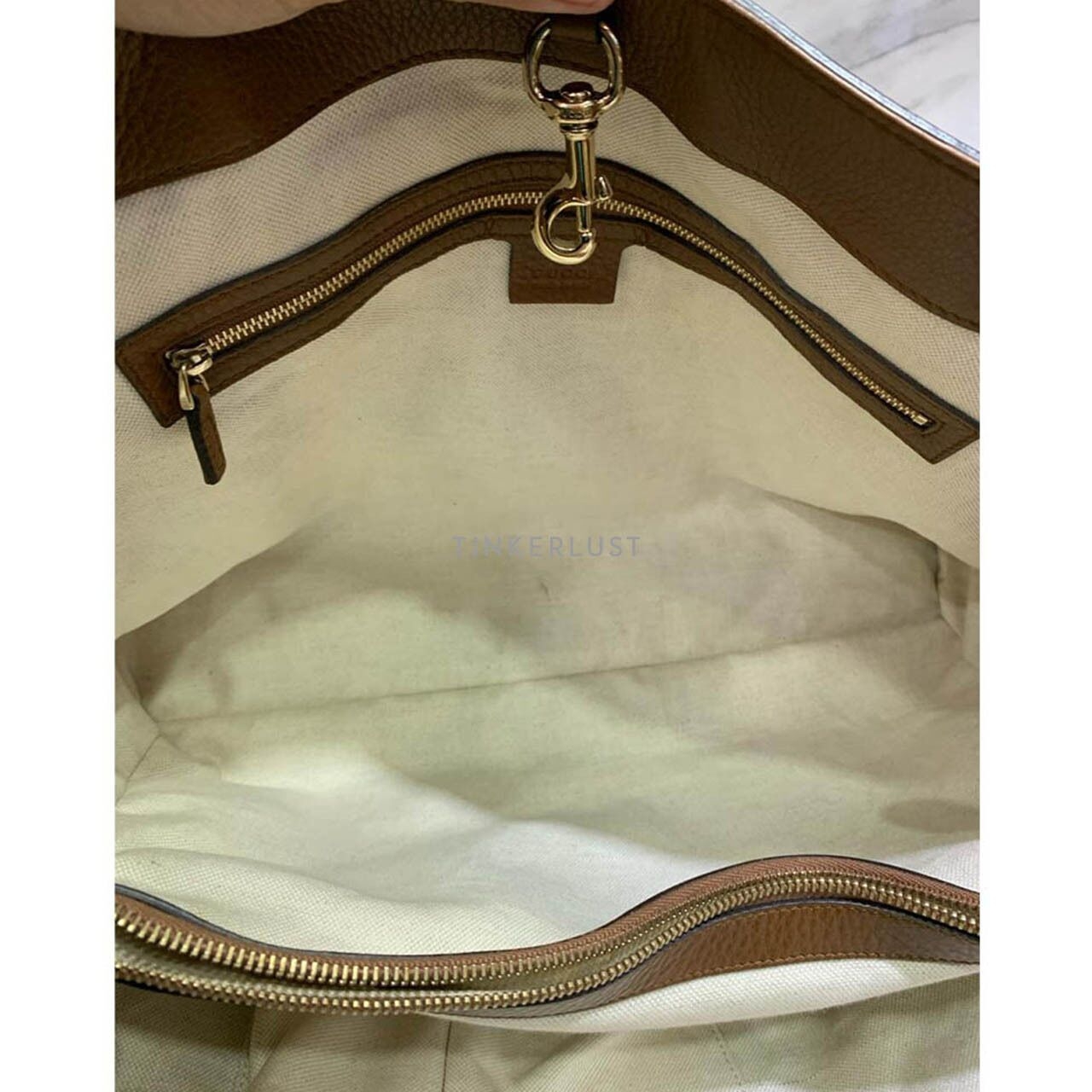 Gucci Bella Bamboo Canvas Leather Brown Tote Bag