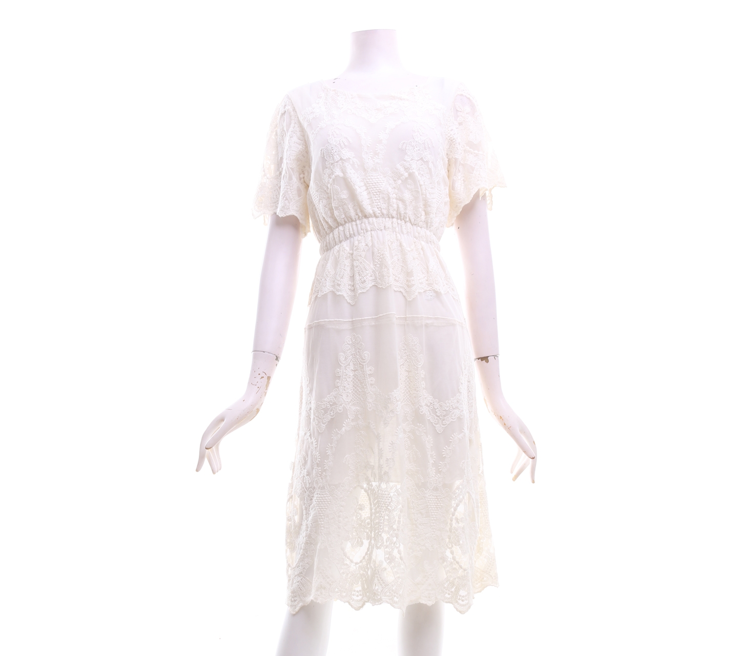 Maurices Patterned Lace Cream Mini Dress