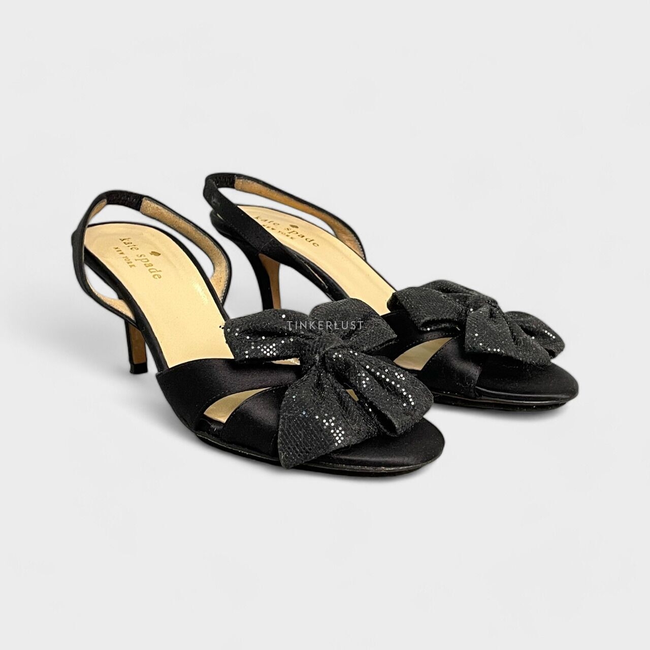 Kate Spade Black Bow Accents Slingback Heels