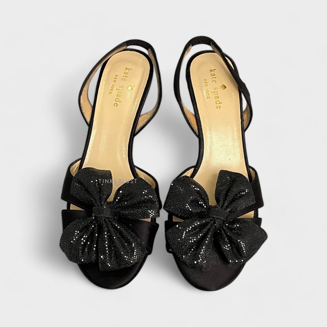 Kate Spade Black Bow Accents Slingback Heels