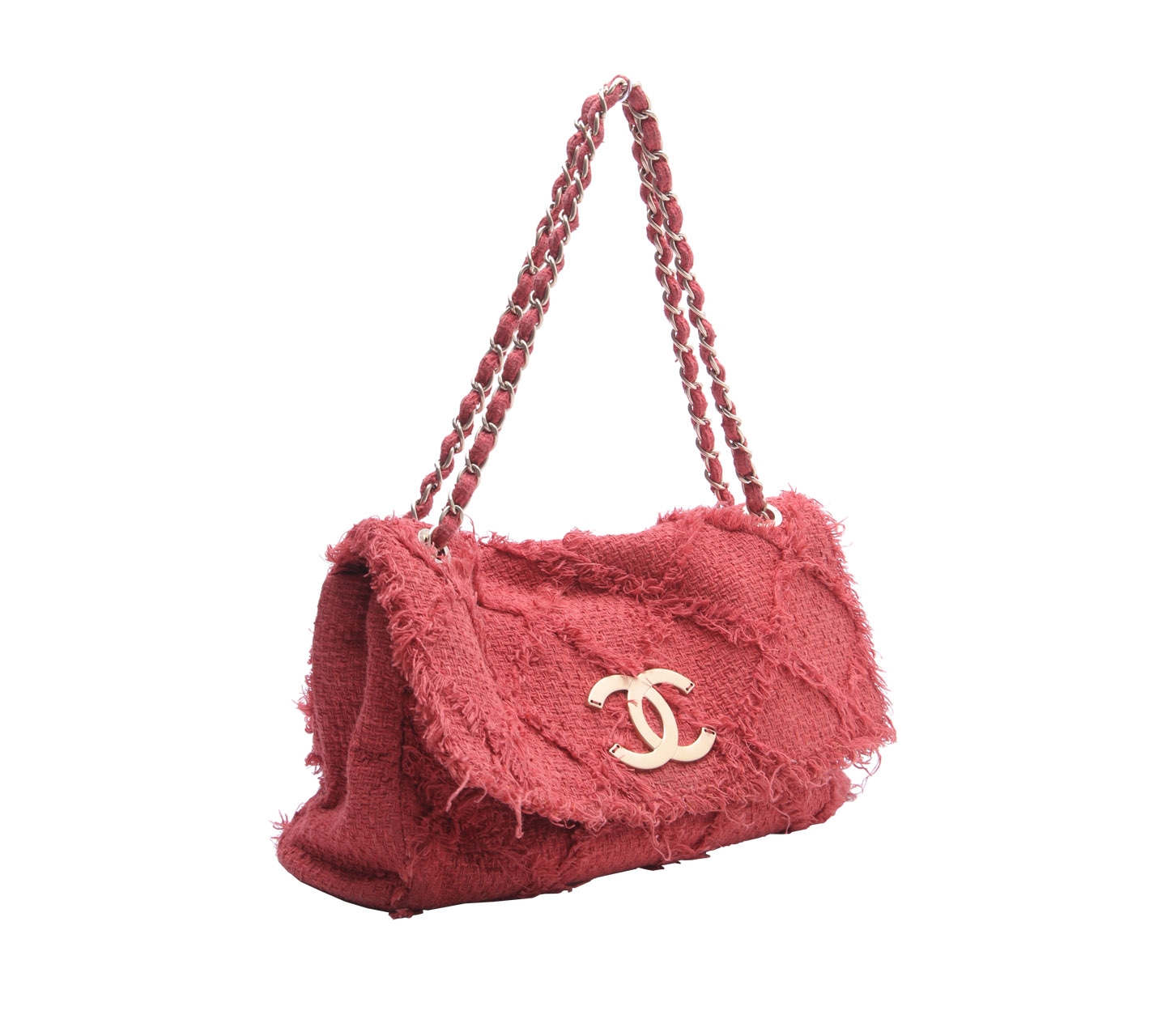 Chanel XL Maxi Jumbo Natural Flap Limited Edition Rare Red Tweed Shoulder Bag