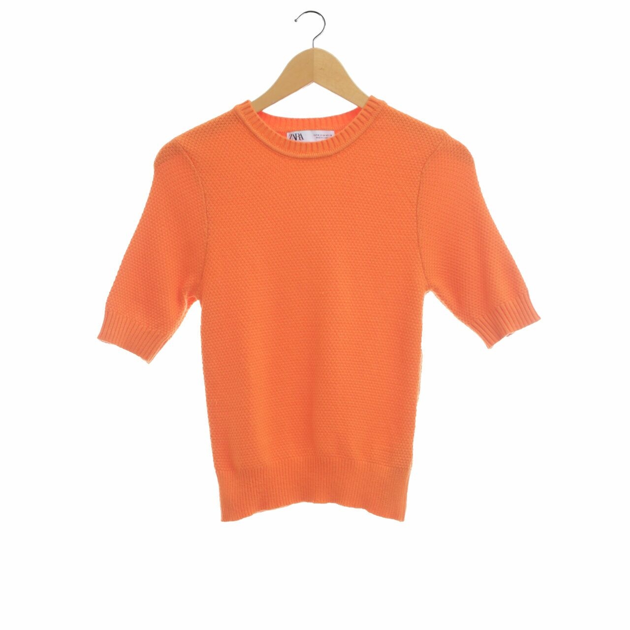 Zara Orange Short Sleeve Sweater