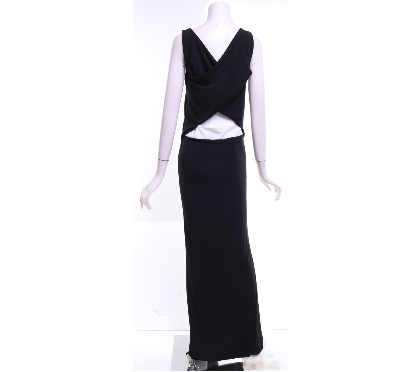 Mono Instyle Black Open Back Asymmetric Long Dress