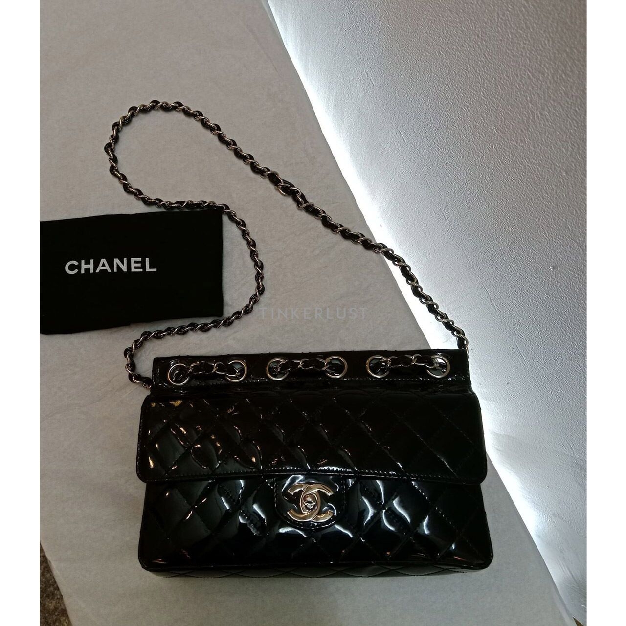 Chanel Flap Bag Black Patent Leather #10 Sling Bag