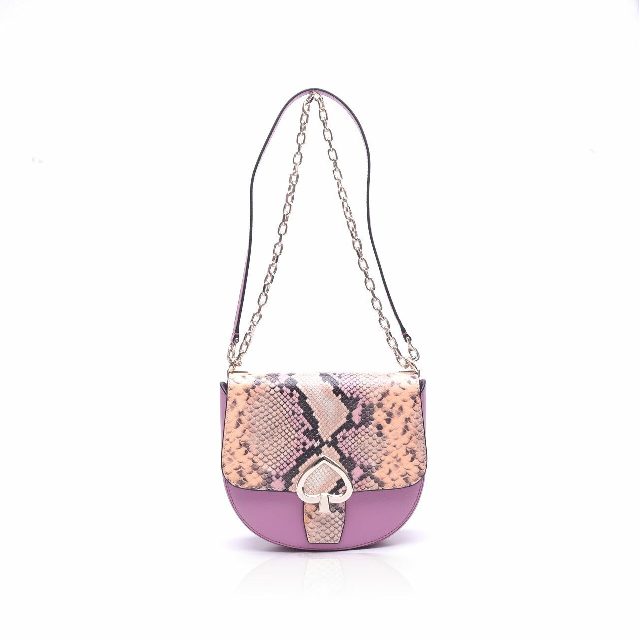 Kate Spade Robyn Exotic Pink Mauve Medium Chain Saddle Bag