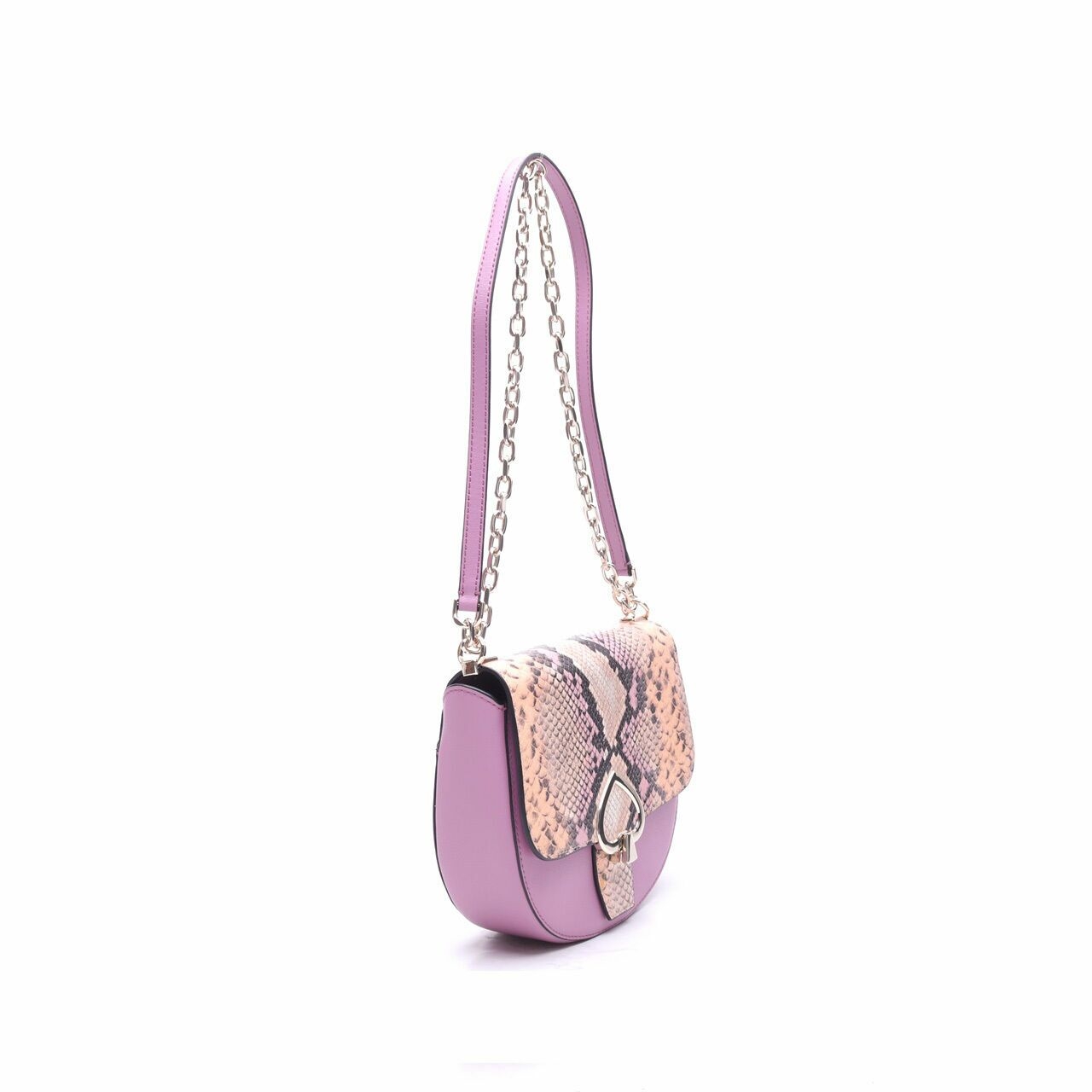 Kate Spade Robyn Exotic Pink Mauve Medium Chain Saddle Bag