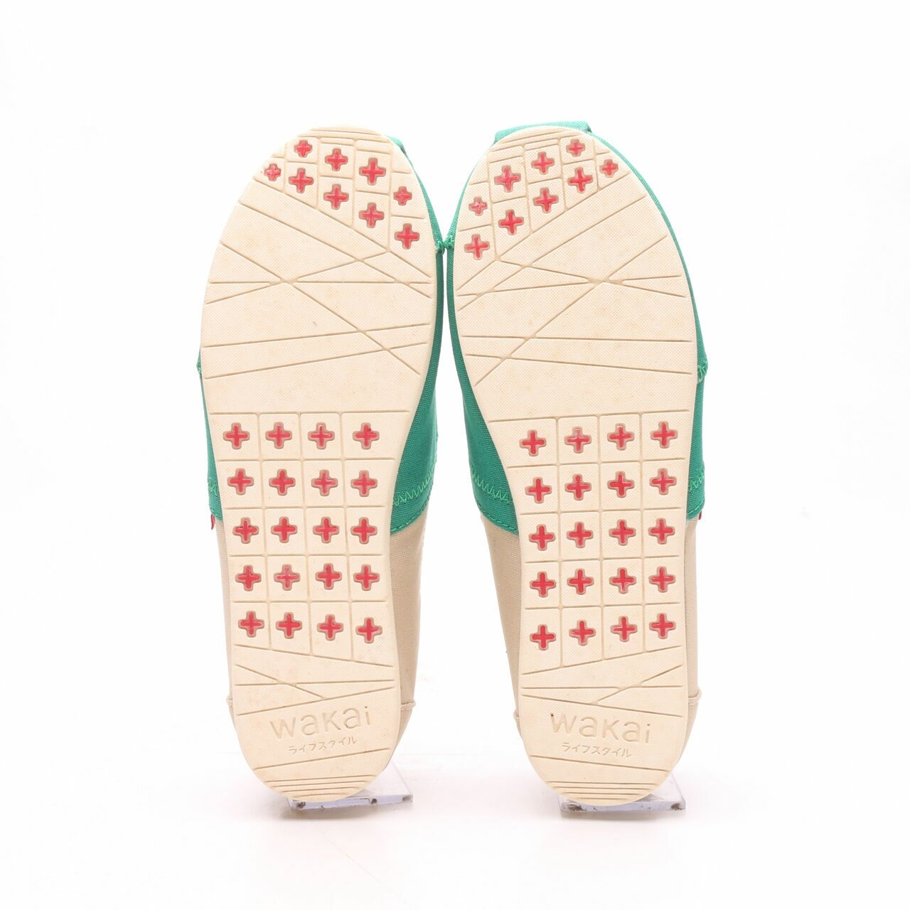 Wakai Beige/Green Slip On Sneakers