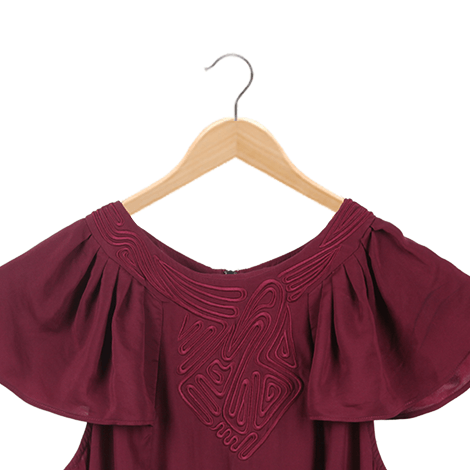 Red Silk Cape Sleeve Blouse