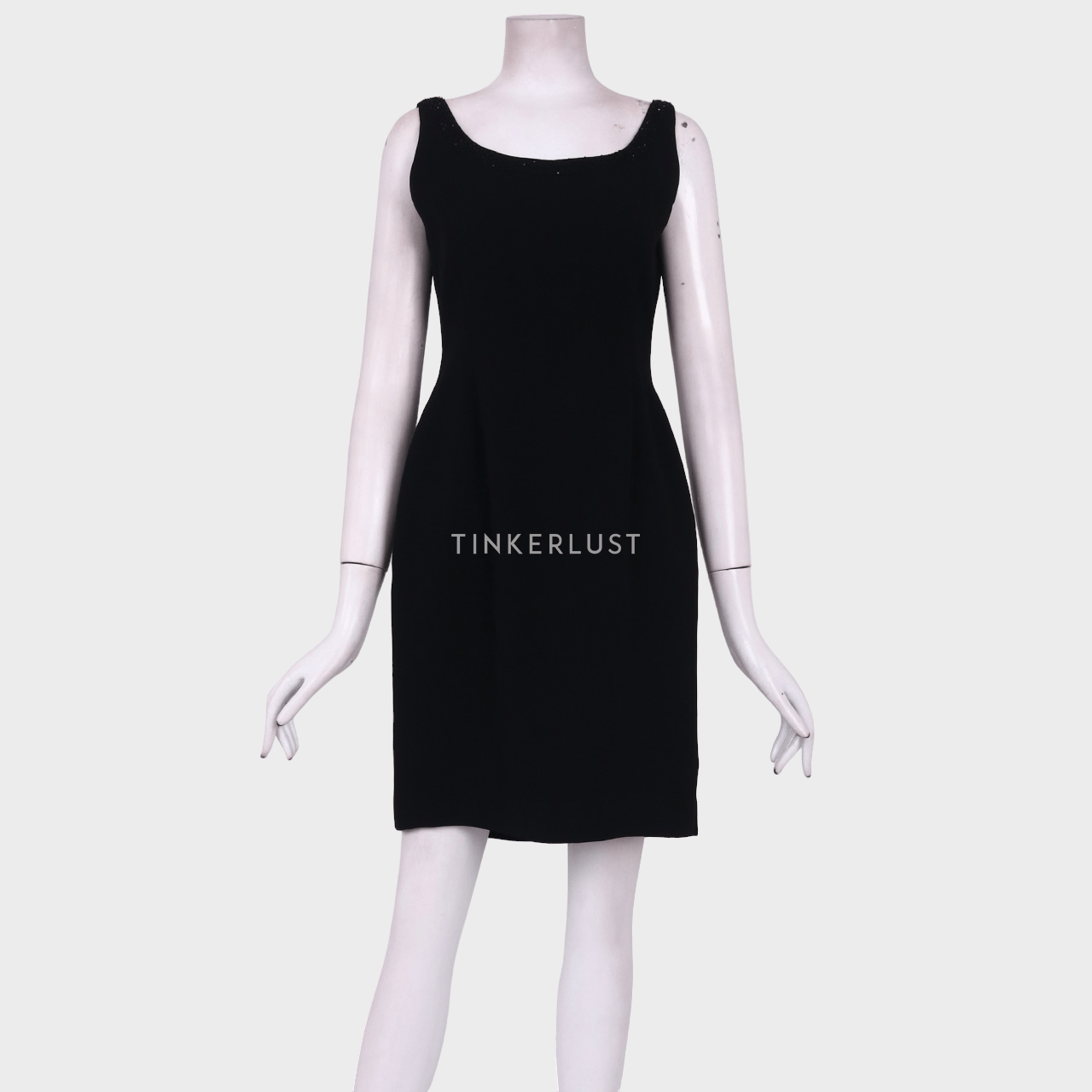Studio 133 Biyan Black Beaded Collar Sleeveless Midi Dress