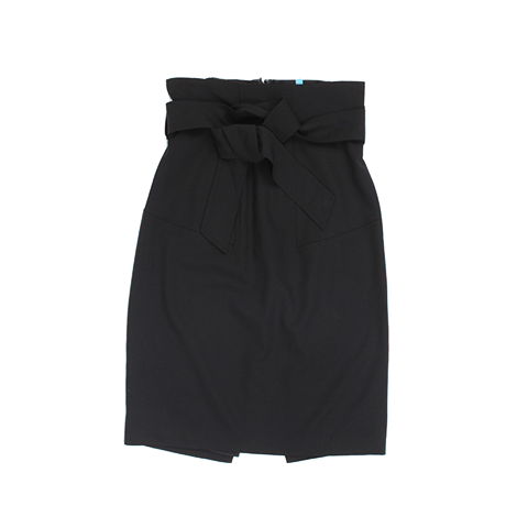 Black Classic Tied Slit Midi Skirt
