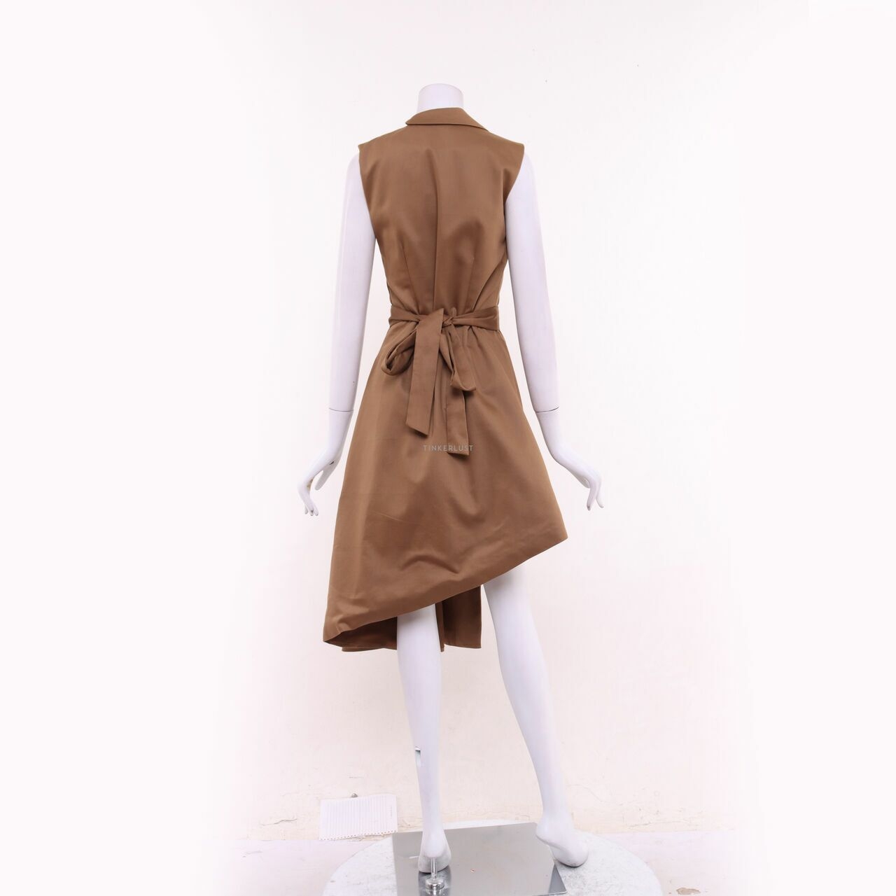 Leux Brown Asymmetric Mini Dress