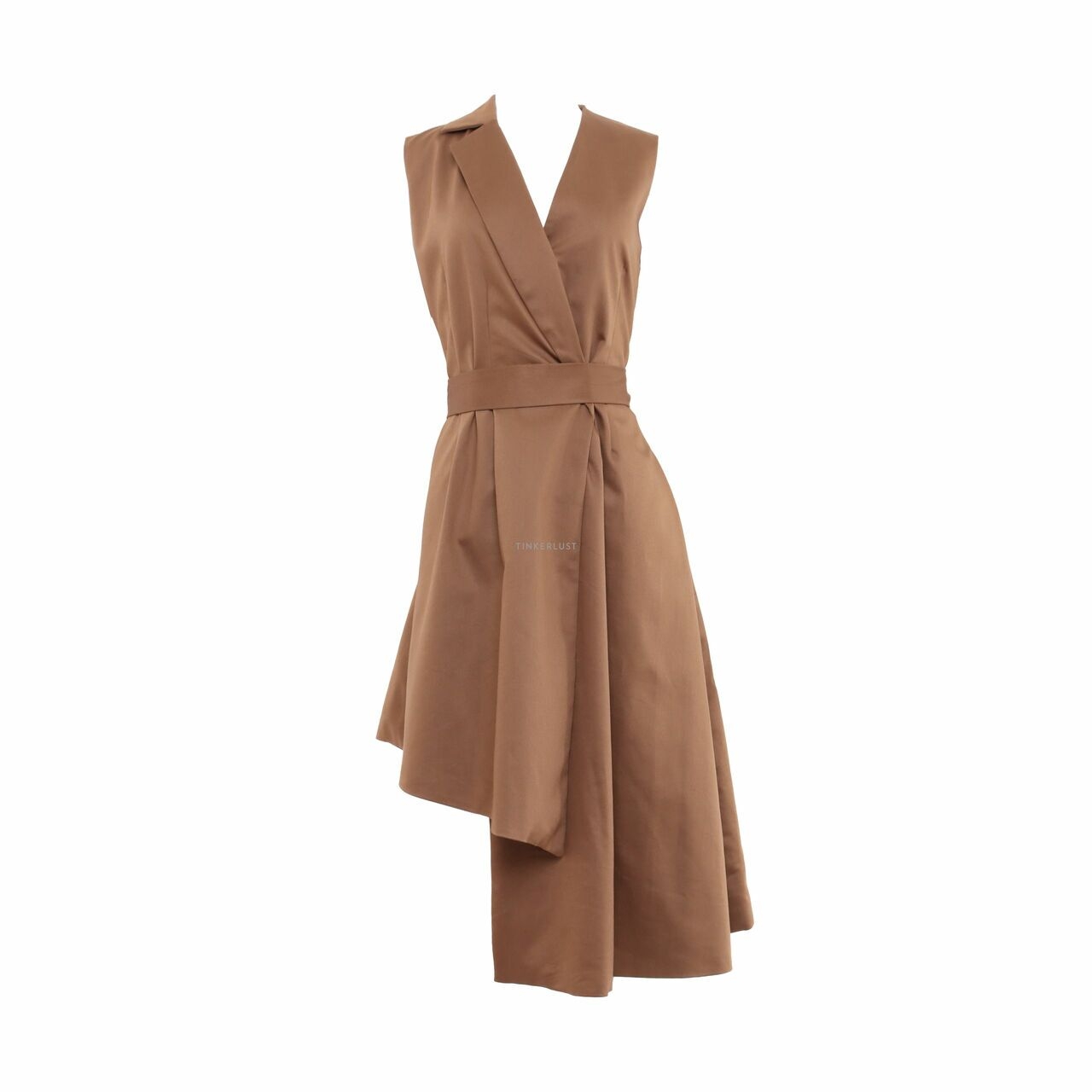 Leux Brown Asymmetric Mini Dress