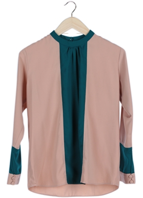 Tan and Green Blouse