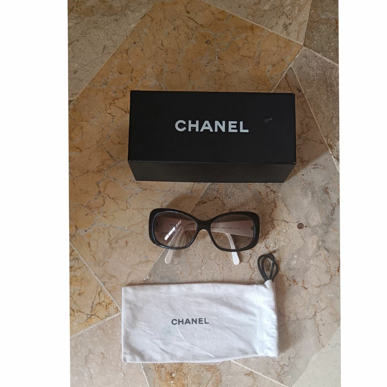 Chanel Black And White Charms Sunglasses 