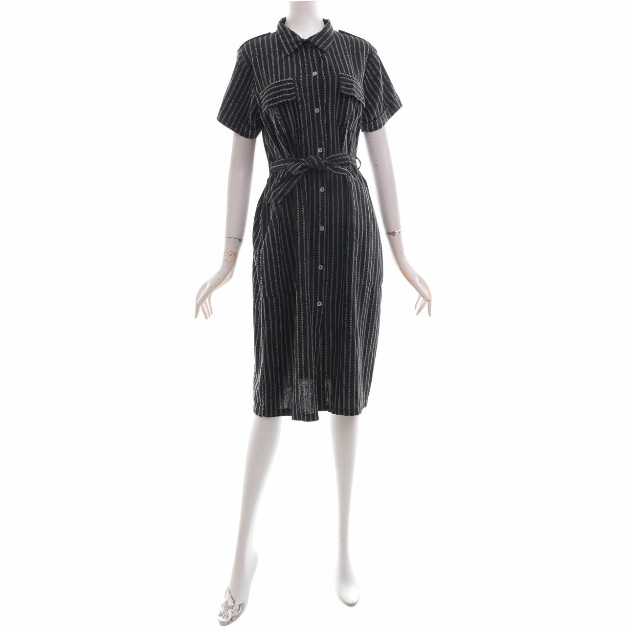 Isa Mara Black Striped Midi Dress