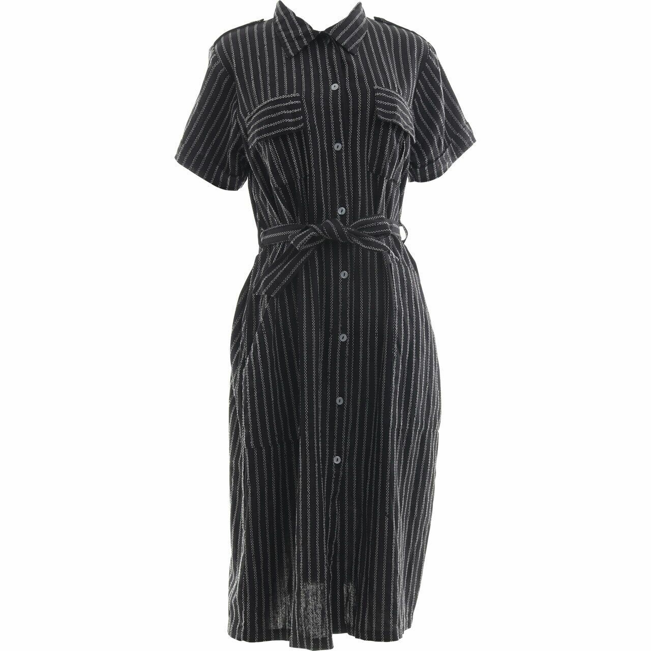 Isa Mara Black Striped Midi Dress