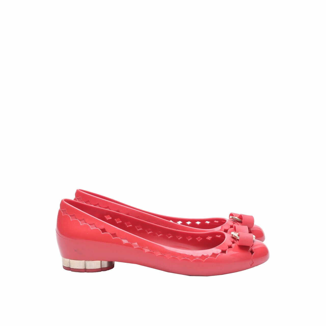 Salvatore Ferragamo Jelly Begonia Ballerina Red Flats Shoes