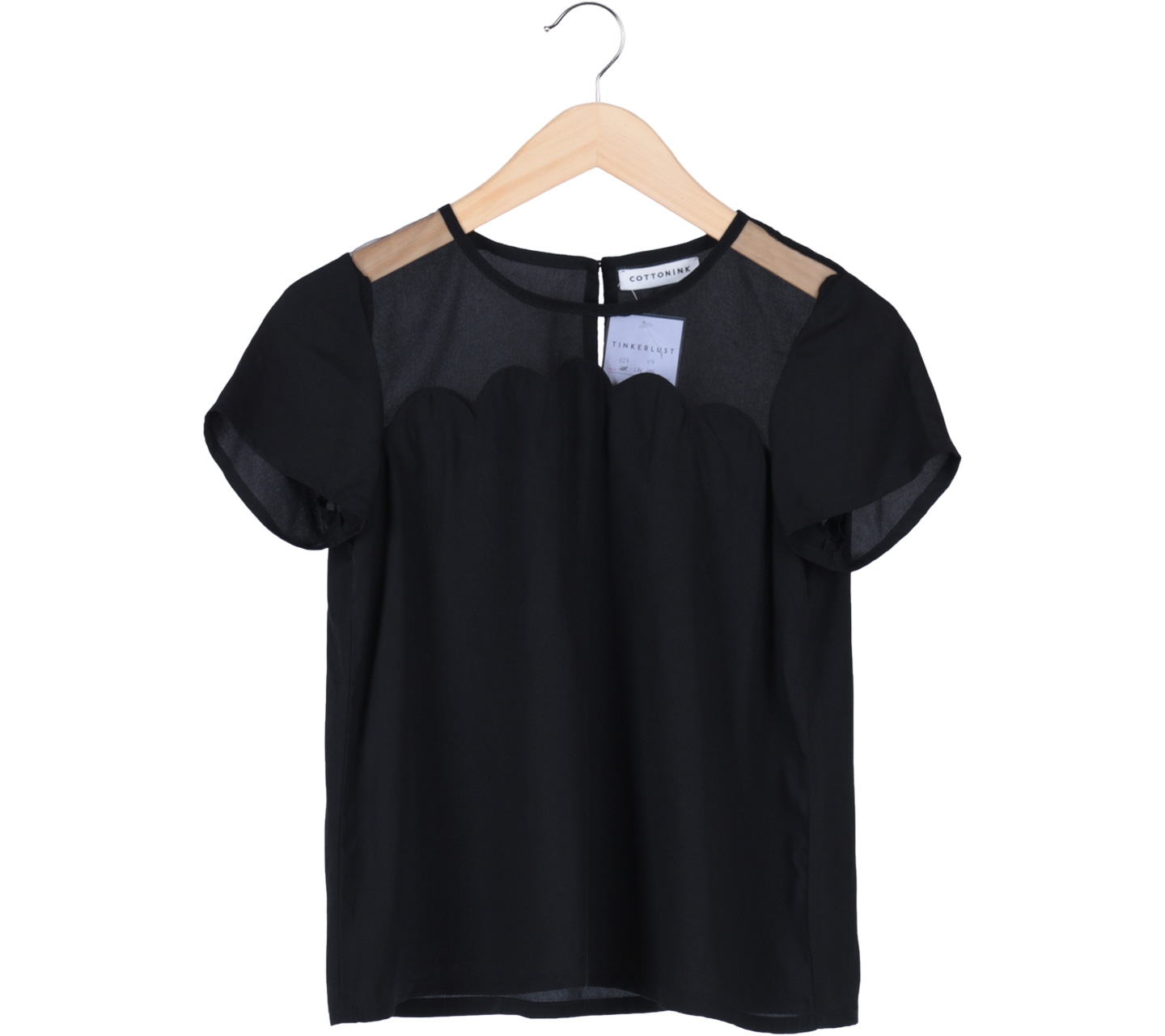Cotton Ink Black Sheer Scallop Blouse