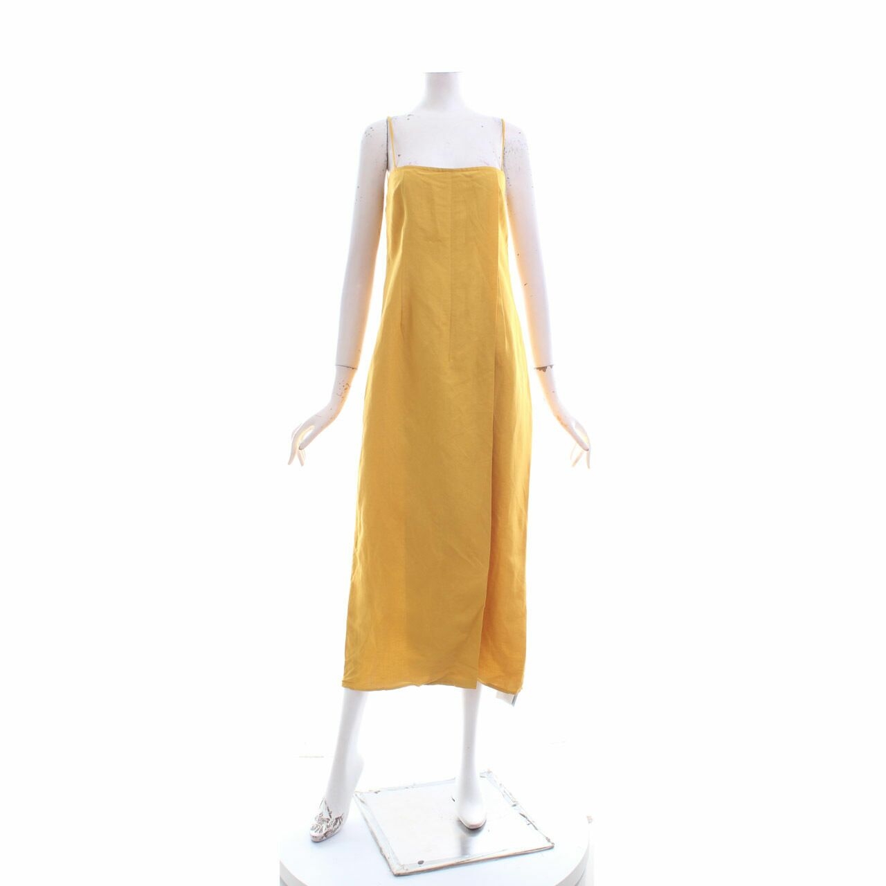 Sol Mustard Slit Midi Dress