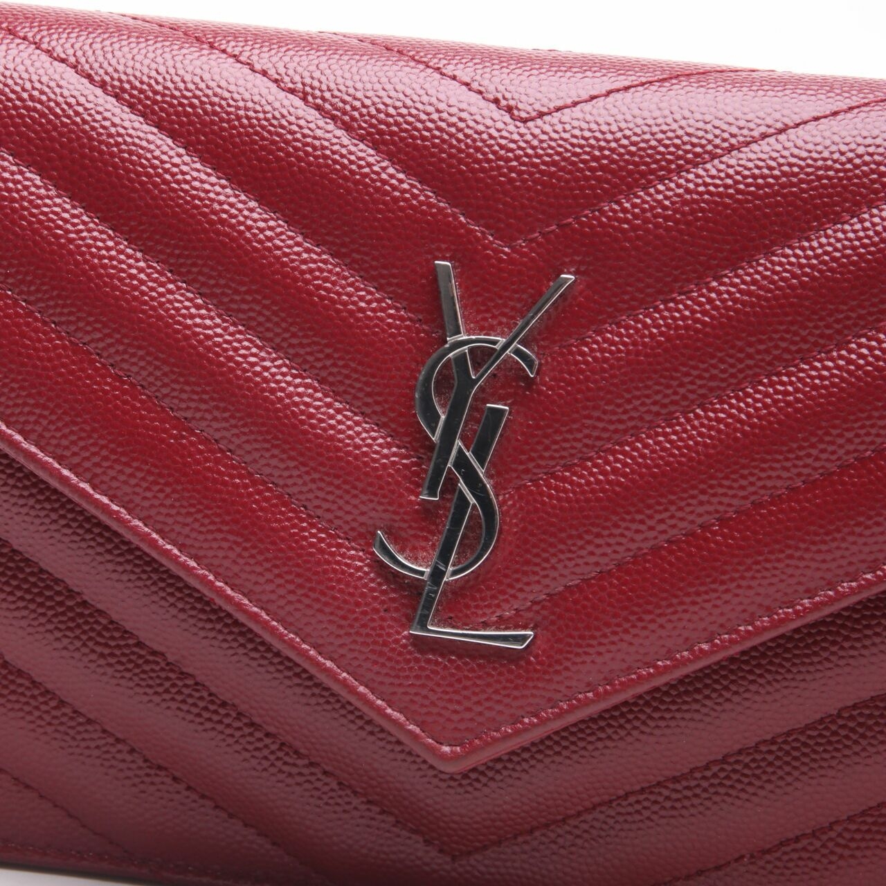 Yves Saint Laurent Red Maroon SHW Wallet On Chain