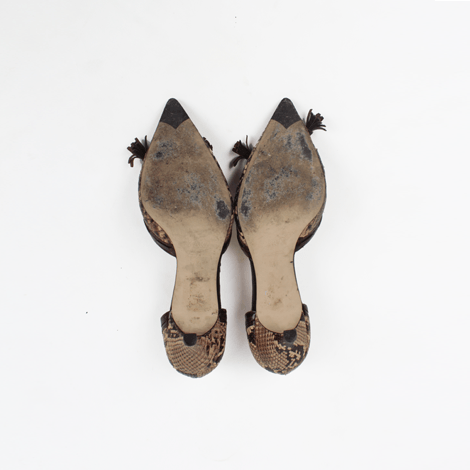 Zara Brown Snakeskin Pointed Toe D'Orsay Cone Leather Heels