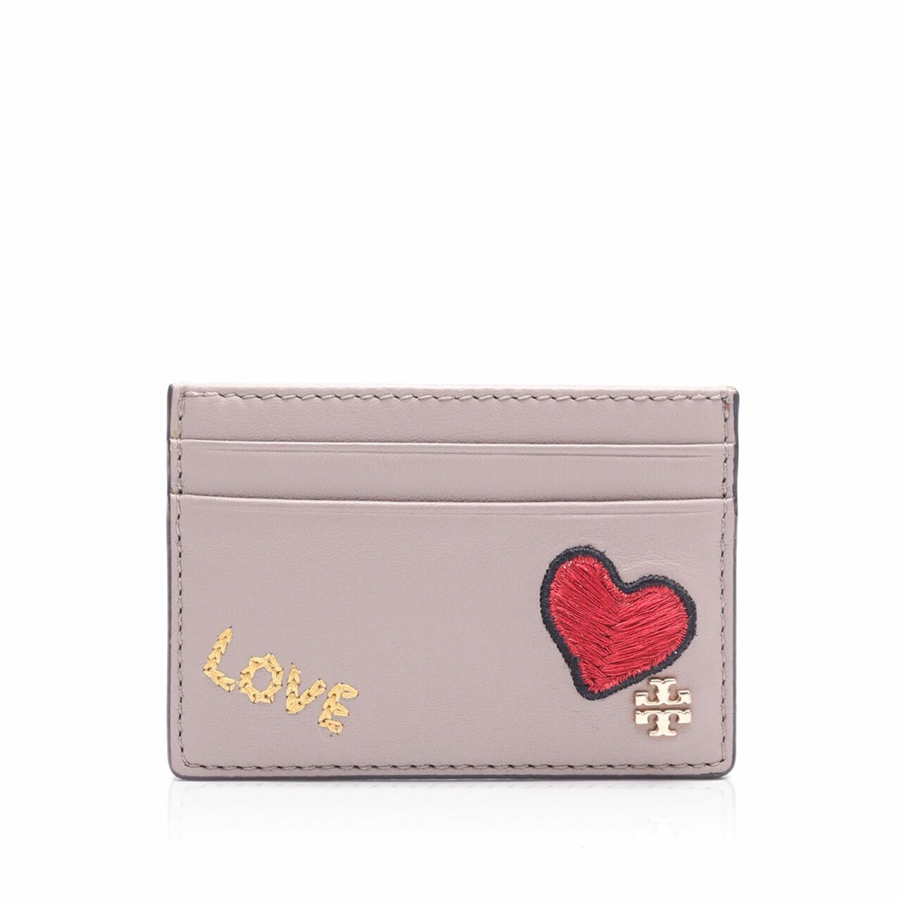 Tory Burch Peace Embellished French Gray Card Case