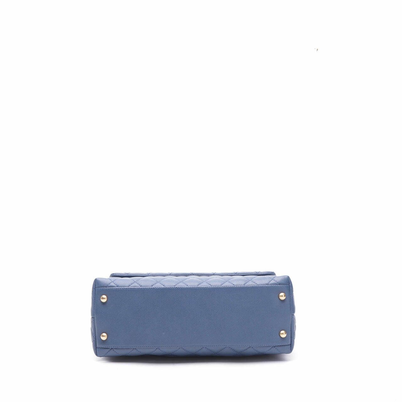 Chanel Coco Caviar Leather Blue Top Handle Satchel Bag