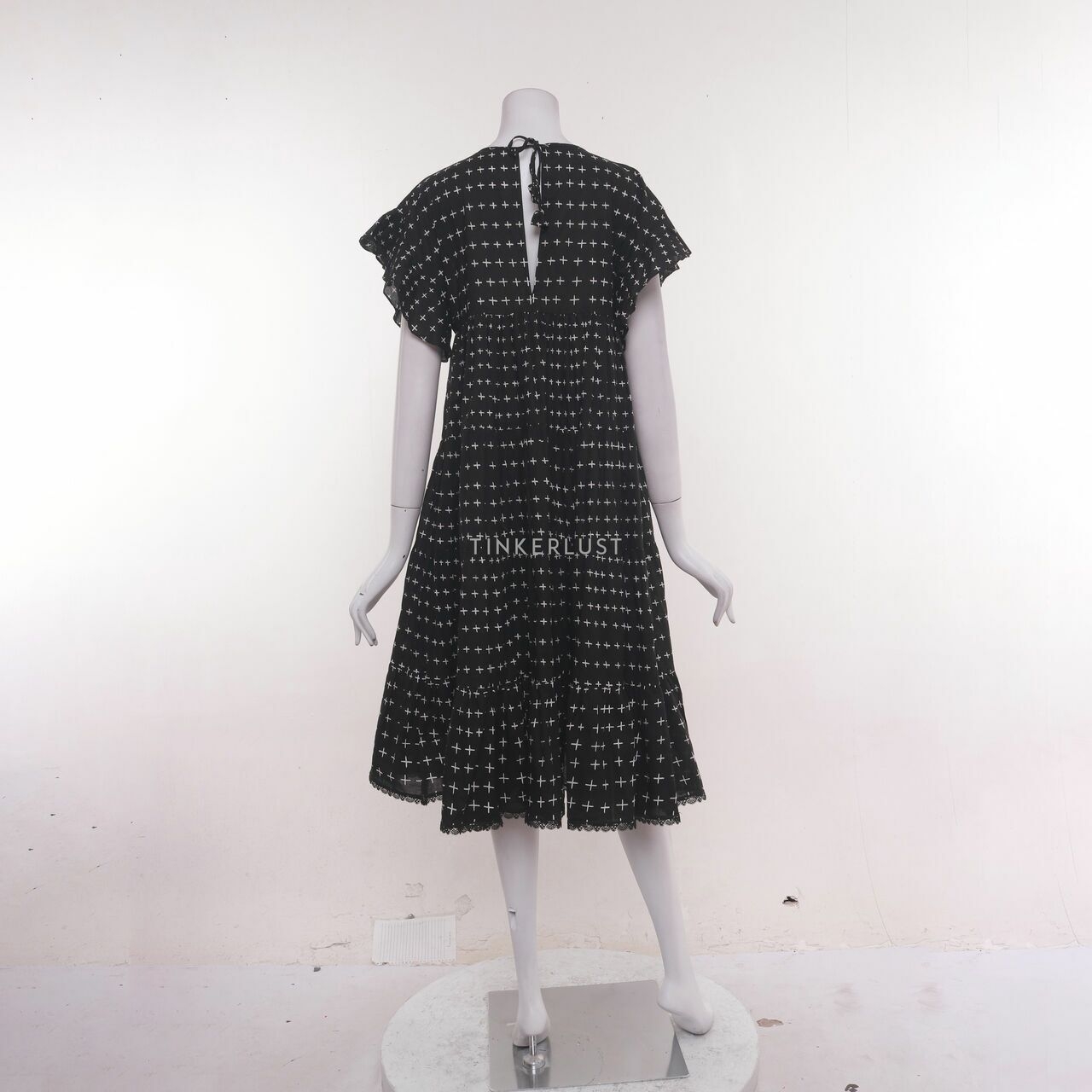 The Story Of Kijana Cross Noir Black & White Midi Dress