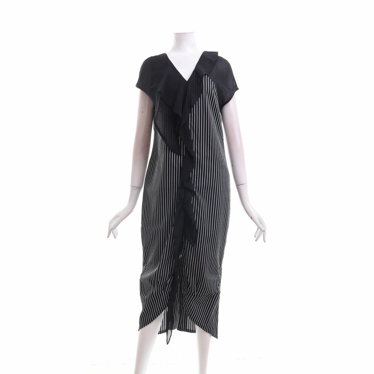 (X)SML Black & White Stripes Midi Dress