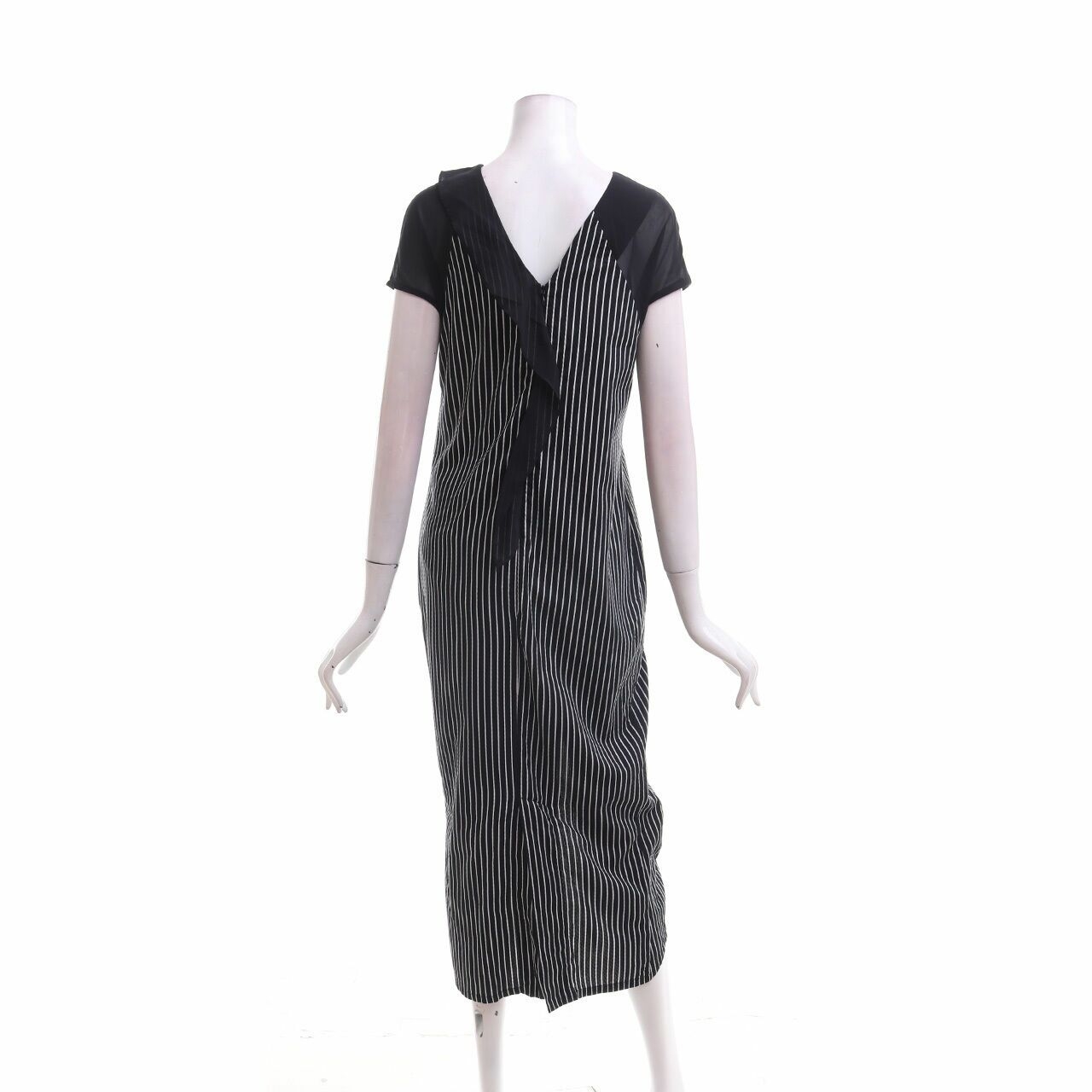 (X)SML Black & White Stripes Midi Dress