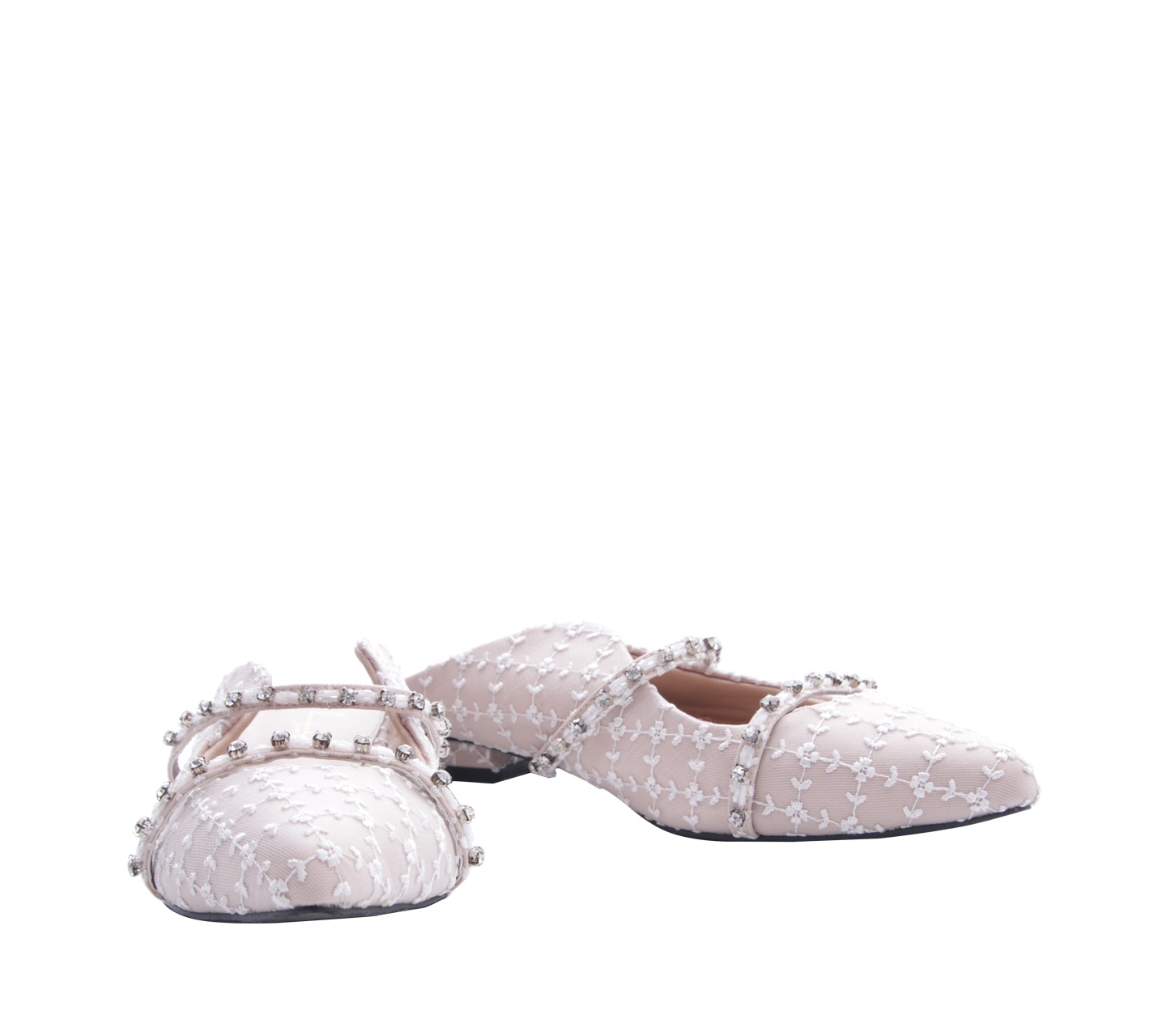 Langka by Lina Lee Nude Mules Beaded Sandals
