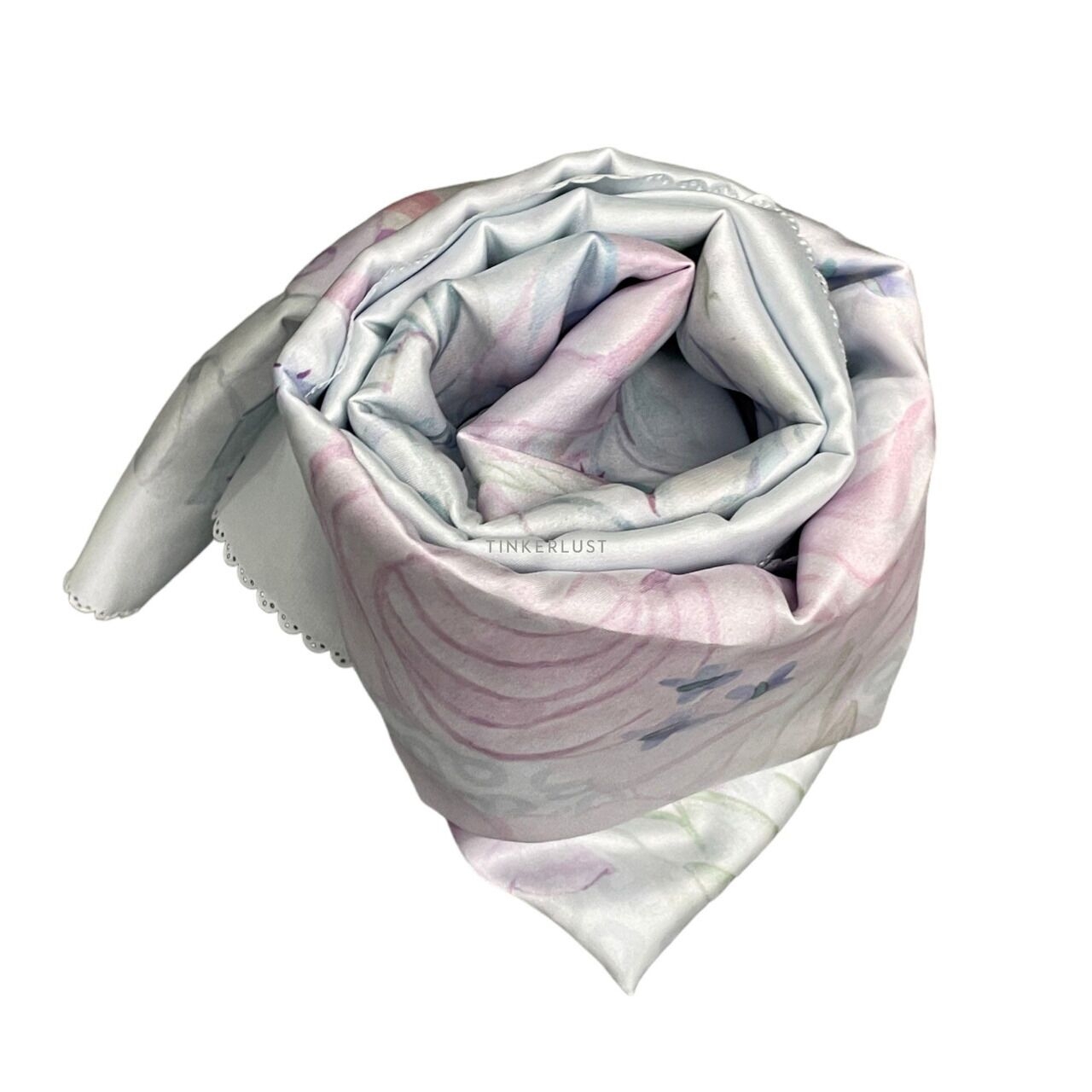 Button Scarves The Friendship Satin Square Rarity Light Blue Scarf