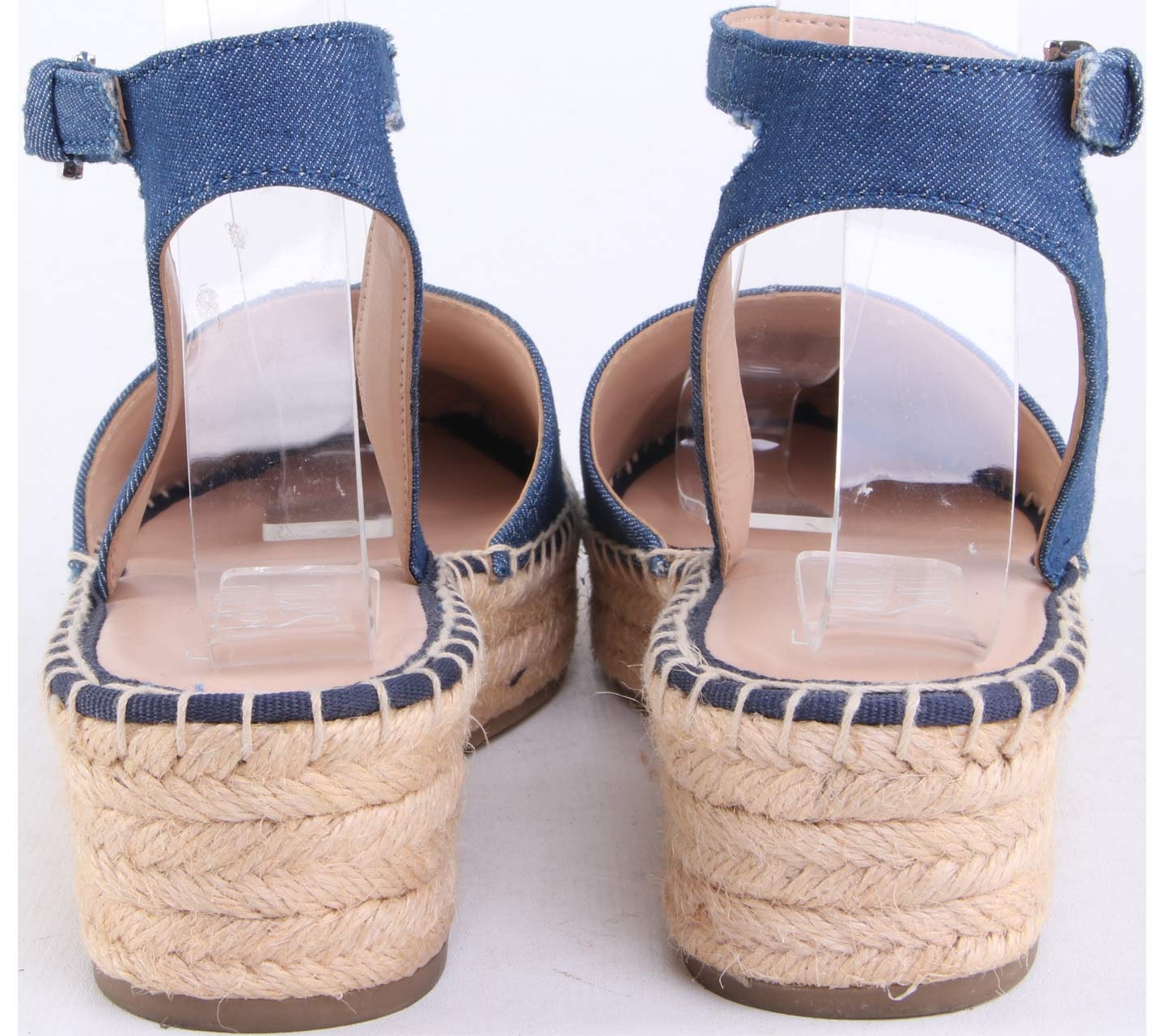 Franco Sarto Dark Blue Denim Straw Sandals