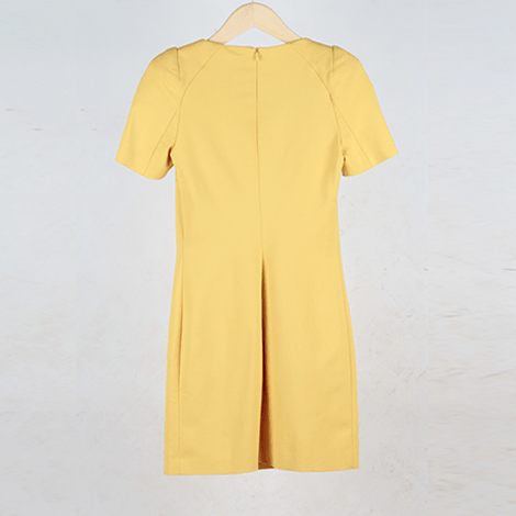 Yellow Short Sleeve Midi Dress