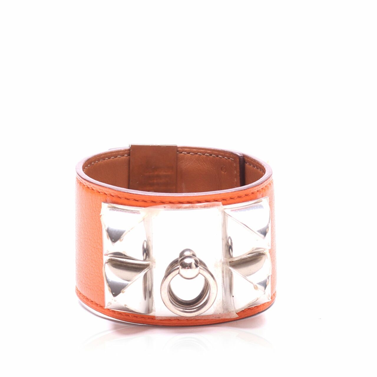 Hermes Orange Swift Collier de Chien Bracelet Jewellery