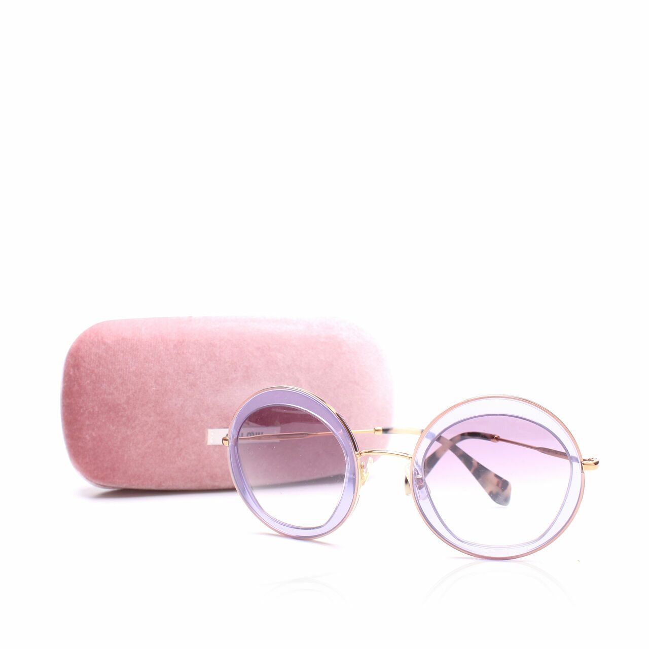 Miu Miu Transparent Violet Gold Round Sunglasses