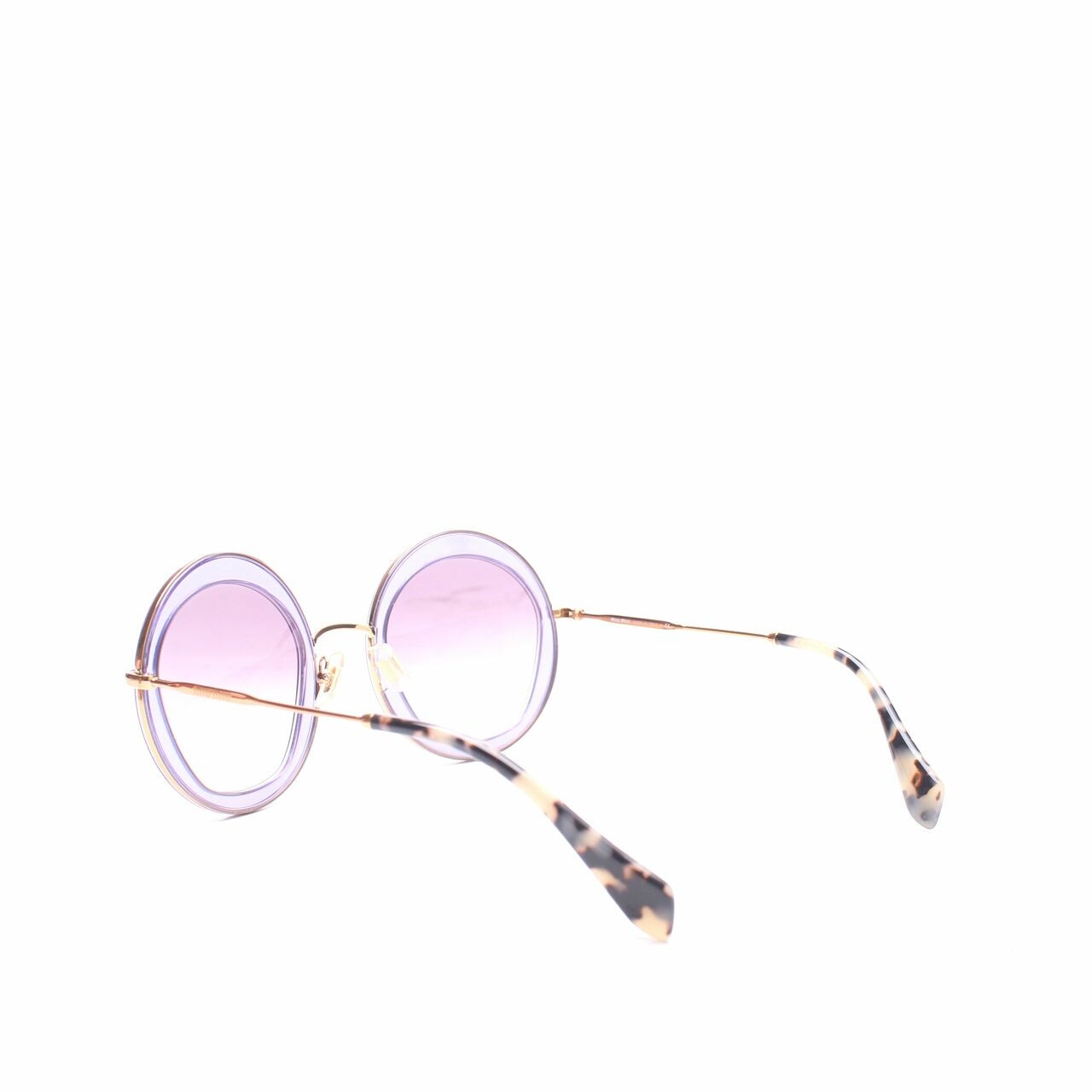 Miu Miu Transparent Violet Gold Round Sunglasses