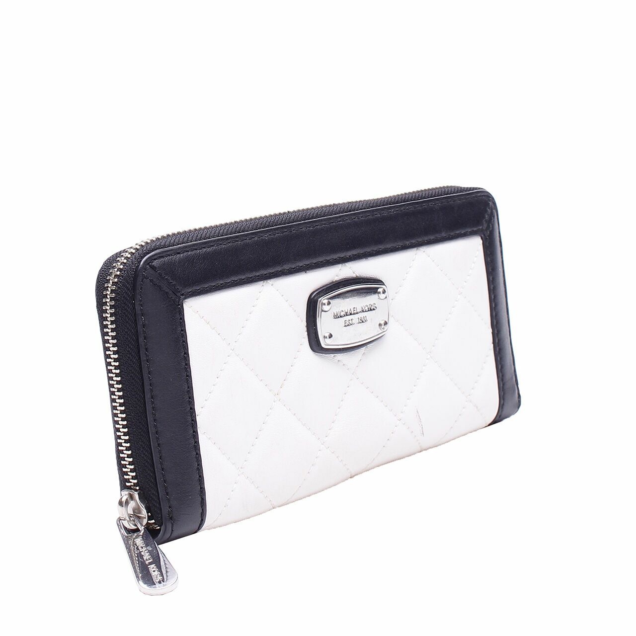 Michael Kors Hamilton ZA Continental White/Black Zip Around Wallet
