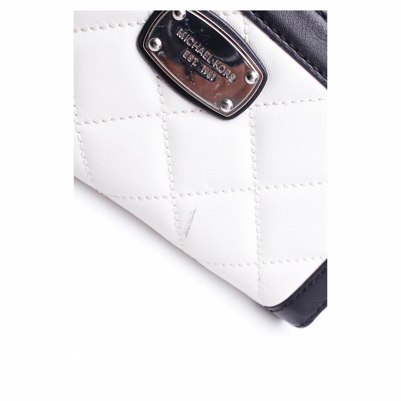 Michael Kors Hamilton ZA Continental White/Black Zip Around Wallet