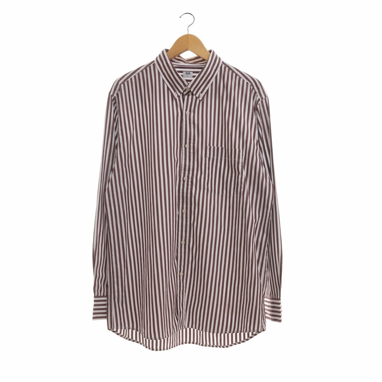 UNIQLO Brown & White Stripes Pocket Shirt