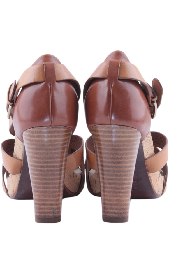 Cole Haan Brown Wooded Leather Heels