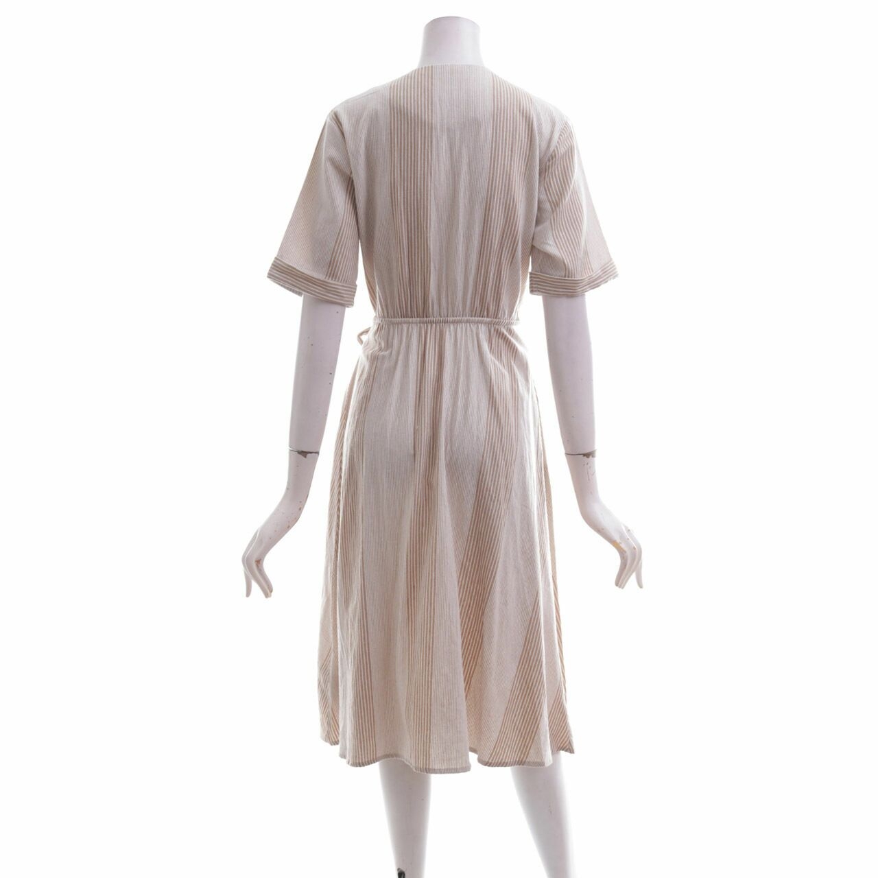 Amygo Beige Striped Midi Dress