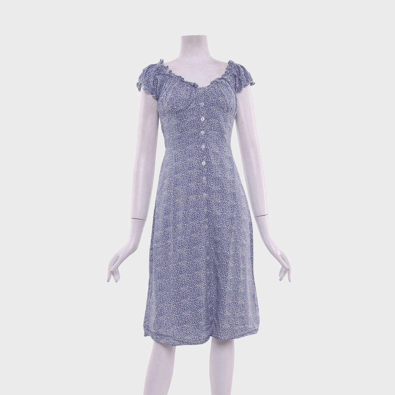 With Love Blue & White Floral Midi Dress