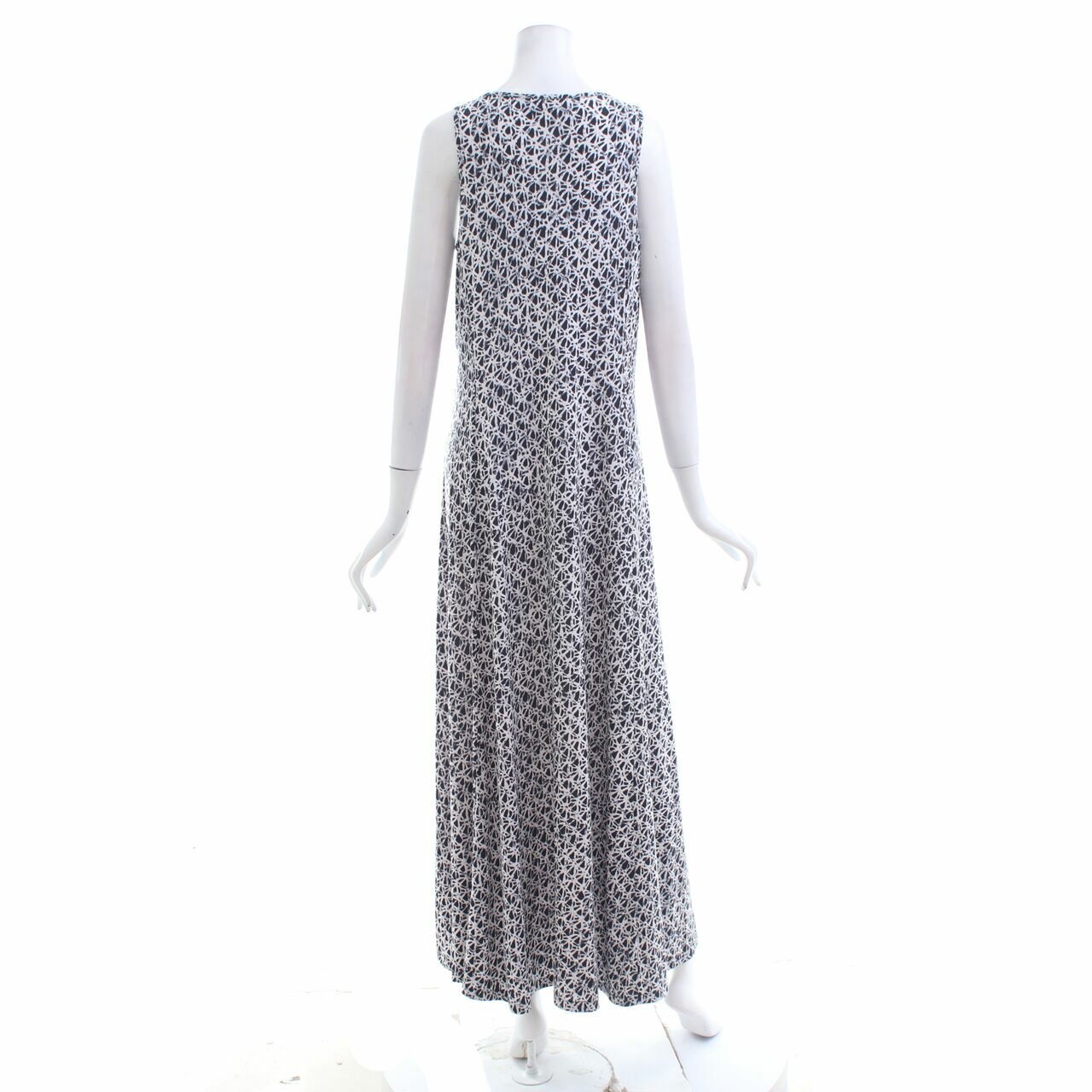 Michael Kors Navy/White Print Casual Slit Long Dress