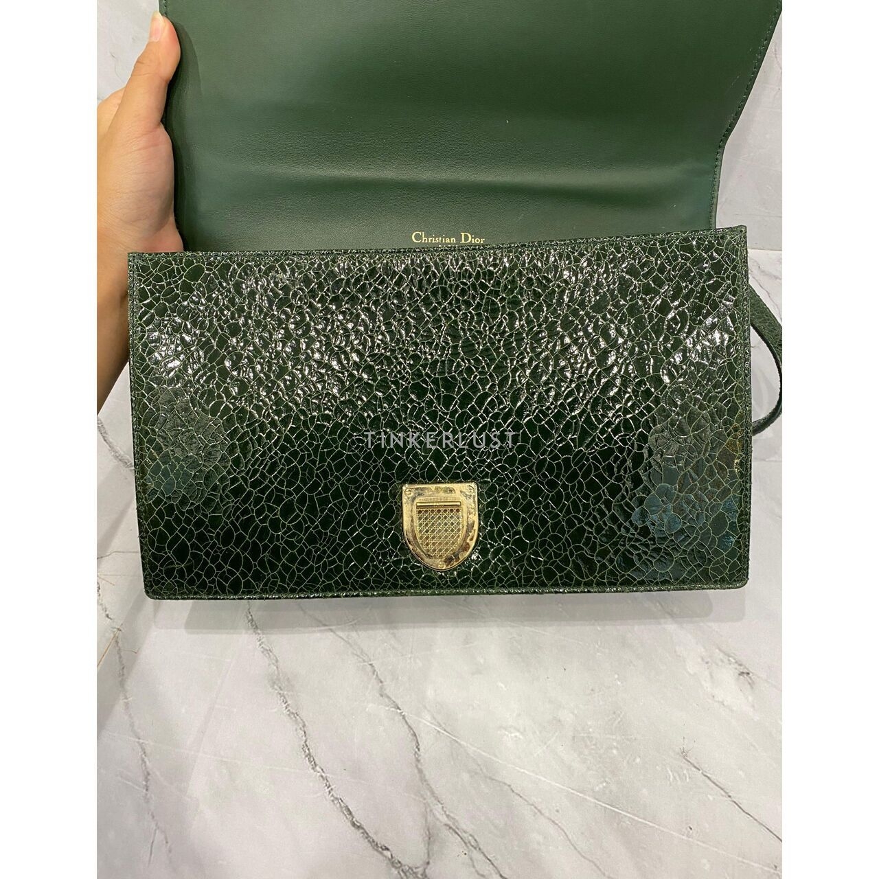 Christian Dior Diorama Large Green Leather GHW Shoulder Bag