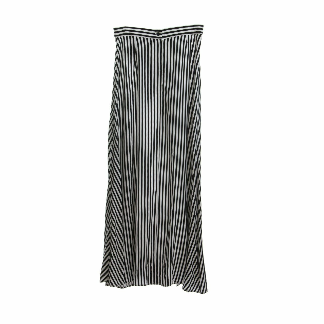 by the sea Black & White Stripes Slit Maxi Skirt
