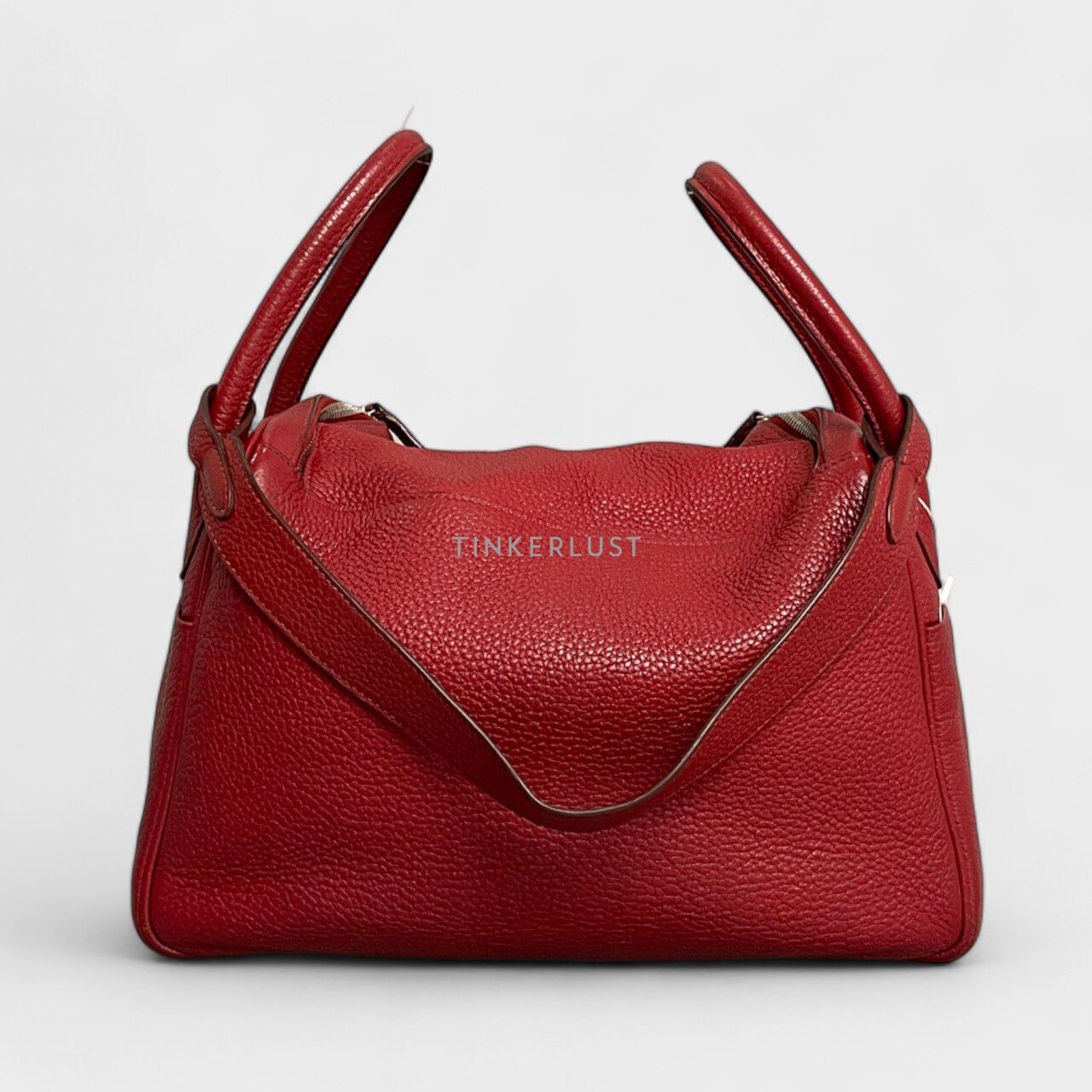 Hermes Lindy 30 Rouge Garance Clemence PHW #O Square Handbag